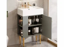 Mueble de baño con lavabo - 55 x 31 x 91,5 cm - con 2 cajones - MDF - + blanco^Merax