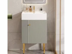 Mueble de baño con lavabo - 55 x 31 x 91,5 cm - con 2 cajones - MDF - + blanco^Merax