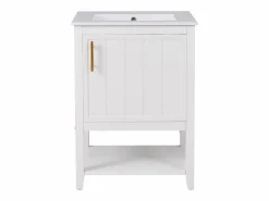 Mueble de baño con lavabo simple - 1 estante abierto y 1 puerta - 61 x 47 x 87 cm - Madera MDF -^Merax Online
