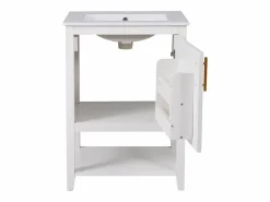 Mueble de baño con lavabo simple - 1 estante abierto y 1 puerta - 61 x 47 x 87 cm - Madera MDF -^Merax Online