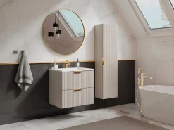 Mueble de baño con lavabo encastrado y columna, , An60 cm, ZEVARA^Vente-unique