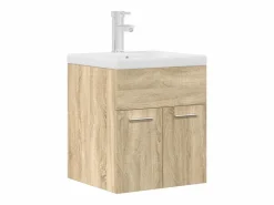 vidaxl Mueble de baño con lavabo incorporado y grifo roble Sonoma Marru00f3n Sale