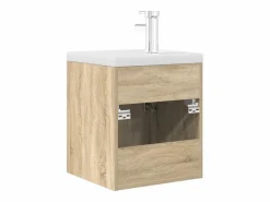 vidaxl Mueble de baño con lavabo incorporado y grifo roble Sonoma Marru00f3n Sale