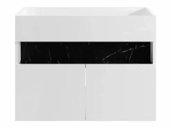 Vente-unique Mueble de baño con luces LED - Blanco y negro efecto mármol - Ancho 80 cm - POZEGA Negro / Blanco Sale