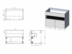 Vente-unique Mueble de baño con luces LED - Blanco y negro efecto mármol - Ancho 80 cm - POZEGA Negro / Blanco Sale