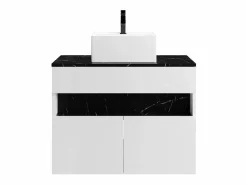 Mueble de baño con luces LED y lavabo sobre encimera - Blanco y negro - Ancho 80 cm - POZEGA^Vente-unique Hot