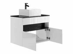 Mueble de baño con luces LED y lavabo sobre encimera - Blanco y negro - Ancho 80 cm - POZEGA^Vente-unique Hot