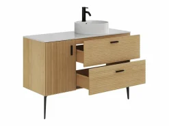 Vente-unique Mueble de baño con pies con lavabo de apoyo redondo y columna - 120 cm - SARONE Color natural claro New