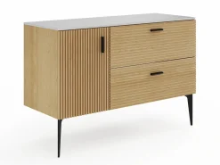 Vente-unique Mueble de baño con pies con lavabo de apoyo redondo y columna - 120 cm - SARONE Color natural claro New