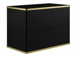 Vente-unique Mueble De Baño Simple|Mueble de baño con ribete dorado y lavabo sobre encimera, , 80 cm, KELIZA