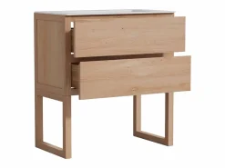 Mueble de baño de roble con lavabo encastrado - Natural claro - L80 cm - TARELO^Vente-unique Outlet