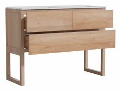 Vente-unique Mueble de baño de roble macizo con doble lavabo encastrado - Natural claro - 120 cm - TARELO Color natural claro Online