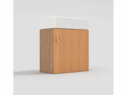 Merax Mueble De Baño Simple|Mueble de baño de un seno, mueble bajo con lavabo de cerámica - 46 x 26 x 56 cm - Madera MDF - Natural