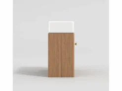 Merax Mueble De Baño Simple|Mueble de baño de un seno, mueble bajo con lavabo de cerámica - 46 x 26 x 56 cm - Madera MDF - Natural