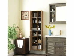 Homcom Mueble de baño Elna 2 puertas natural 141,5x40x24 cm Color natural claro Hot