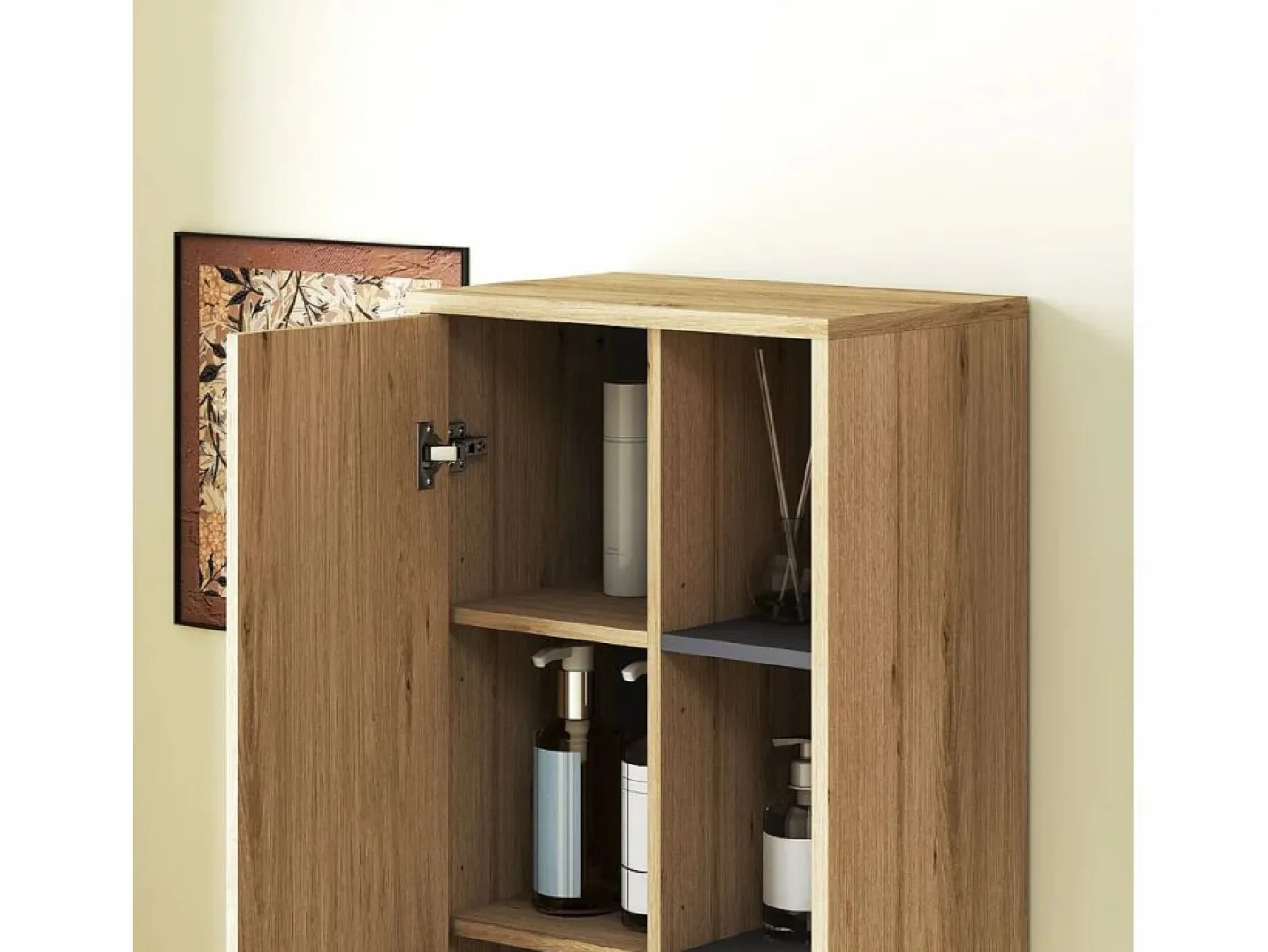 Homcom Mueble de baño Elna 2 puertas natural 141,5x40x24 cm Color natural claro Hot