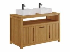 Vente-unique Mueble De Baño Con Doble Lavabo|Mueble de baño en teca clara con doble lavabo, L120 cm, SARATOK