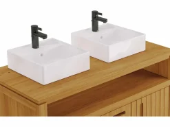Vente-unique Mueble De Baño Con Doble Lavabo|Mueble de baño en teca clara con doble lavabo, L120 cm, SARATOK