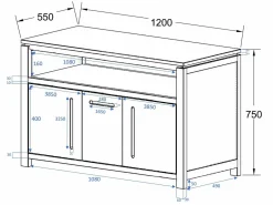 Vente-unique Mueble De Baño Con Doble Lavabo|Mueble de baño en teca clara con doble lavabo, L120 cm, SARATOK