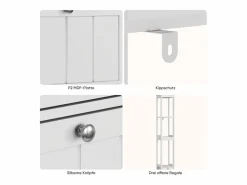 Mueble de baño estrecho con 2 cajones y 3 estantes, madera, (20x30x160 cm) Blanco Outlet
