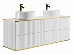 Mueble de baño estriado con ribete dorado, dos lavabos, 150 cm, KELIZA^Vente-unique Sale