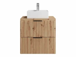 Vente-unique Mueble De Baño Simple|Mueble de baño estriado con lavabo sobre encimera, , 60 cm, ZEVARA