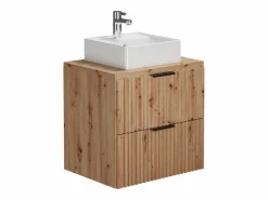 Vente-unique Mueble De Baño Simple|Mueble de baño estriado con lavabo sobre encimera, , 60 cm, ZEVARA