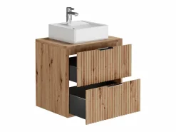 Vente-unique Mueble De Baño Simple|Mueble de baño estriado con lavabo sobre encimera, , 60 cm, ZEVARA