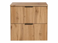 Vente-unique Mueble de baño estriado con lavabo sobre encimera y columna, natural claro, 60 cm, ZEVARA Color natural claro Best
