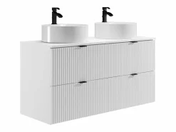 Mueble de baño estriado con lavabo sobre encimera redondo, mate, 120 cm, ZEVINI^Vente-unique Clearance