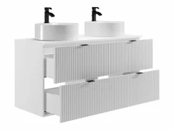 Mueble de baño estriado con lavabo sobre encimera redondo, mate, 120 cm, ZEVINI^Vente-unique Clearance