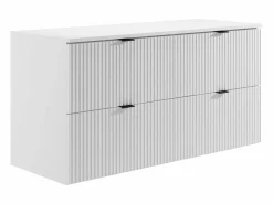 Mueble de baño estriado con lavabo sobre encimera redondo, mate, 120 cm, ZEVINI^Vente-unique Clearance
