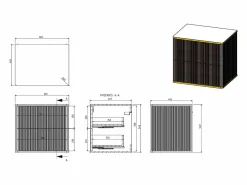 Vente-unique Mueble de baño estriado con ribete dorado y lavabo sobre encimera, , L60 cm, KELIZA Blanco Best