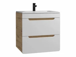 Mueble de baño flotante 60 cm natural con lavabo encastrado y armario - ARUBA^Vente-unique Clearance