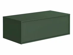 Vente-unique Mueble De Baño Simple|Mueble de baño flotante con lavabo, verde y natural claro, 2 cajones, TEANA