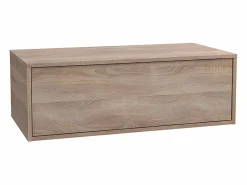 Vente-unique Mueble De Baño Simple|Mueble de baño flotante con lavabo, verde y natural claro, 2 cajones, TEANA