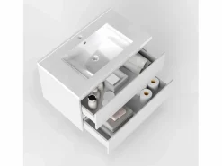 Mueble de baño flotante con lavabo, 79 x 44.5 x 52 cm, Mate,Con 2 Cajones, Muebles de Alta Calidad,^Aica New