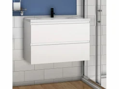 Mueble de baño flotante con lavabo, 79 x 44.5 x 52 cm, Mate,Con 2 Cajones, Muebles de Alta Calidad,^Aica New