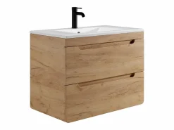 Vente-unique Mueble de baño flotante con lavabo en natural de 80 cm - ARUBA Color natural claro New