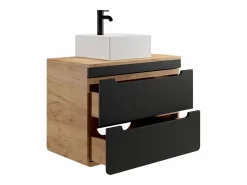 Vente-unique Mueble de baño flotante con lavabo, 80 cm, natural claro antracita, ARUBA Gris antracita / Color natural claro New