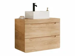 Mueble de baño flotante con lavabo cuadrado de encimera - Natural - 80 cm - ARUBA^Vente-unique Hot