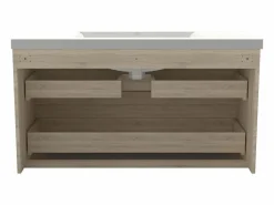 Aica Mueble de baño flotante con lavabo, 99 x 44.5 x 52 cm,Color Roble,Con 2 Cajones, Muebles de Alta Calidad, Color natural claro