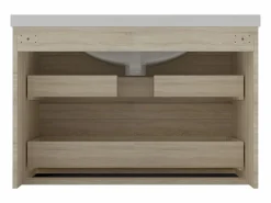 Aica Mueble de baño flotante con lavabo, 79 x 44.5 x 52 cm,Color Roble,Con 2 Cajones, Muebles de Alta Calidad, Color natural claro Outlet