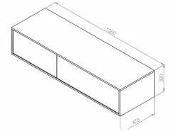 Vente-unique Mueble De Baño Con Doble Lavabo|Mueble de baño flotante con doble lavabo, color claro natural, Ancho 150 x Alt. 32 cm, ISAURE