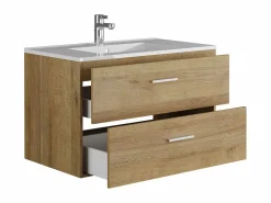Vente-unique Mueble De Baño Simple|Mueble de baño flotante con lavabo, natural claro, 80 cm, KAYLA