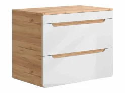 Vente-unique Mueble de baño flotante con lavabo sobre encimera, 80 cm, natural claro blanco, ARUBA Color natural claro / Blanco Outlet