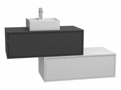 Mueble de baño flotante con lavabo, antracita y blanco, 2 cajones, TEANA^Vente-unique Online