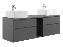 Mueble de baño flotante doble lavabo, antracita, L150 cm, MAGDALENA^Vente-unique Online