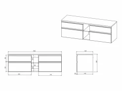 Mueble de baño flotante doble lavabo, antracita, L150 cm, MAGDALENA^Vente-unique Online