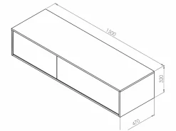 Mueble de baño flotante doble lavabo, gris, Ancho 150 x Alt. 32 cm, ISAURE^Vente-unique Outlet